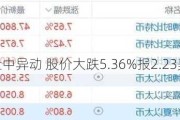 比特矿业盘中异动 股价大跌5.36%报2.23美元