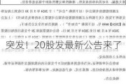 突发！20股发最新公告来了