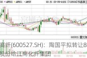 江南高纤(600527.SH)：陶国平拟转让8.32%股份给江南化纤集团