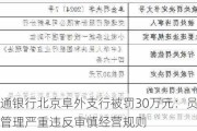 交通银行北京阜外支行被罚30万元：员工行为管理严重违反审慎经营规则