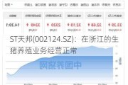 ST天邦(002124.SZ)：在浙江的生猪养殖业务经营正常