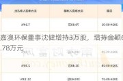 嘉澳环保董事沈健增持3万股，增持金额60.78万元