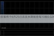 山西安装将于6月25日派发末期股息每10股0.02682元