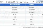 双星新材：上半年预亏1.65亿元―1.75亿元 同比转亏