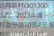 远翔新材(301300.SZ)：2023年度权益分派10派4元 股权登记日6月4日