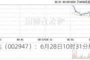 恒铭达（002947）：6月28日10时31分触及涨停板