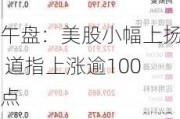 午盘：美股小幅上扬 道指上涨逾100点