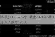 津膜科技(300334.SZ)：截止2024年5月31日，公司的股东人数为19580