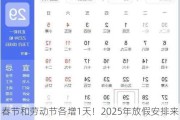 春节和劳动节各增1天！2025年放假安排来了