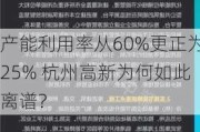 产能利用率从60%更正为25% 杭州高新为何如此离谱？