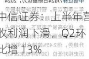 中信证券：上半年营收利润下滑，Q2环比增 13%