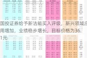 国投证券给予新洁能买入评级，新兴领域应用增加，业绩稳步增长，目标价格为36.1元