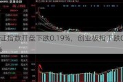 上证指数开盘下跌0.19%，创业板指下跌0.37%