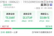 *ST恒立（000622）：7月5日09时33分触及涨停板