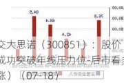 交大思诺（300851）：股价成功突破年线压力位-后市看多（涨）（07-18）