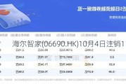 海尔智家(06690.HK)10月4日注销115万股