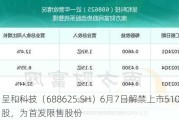 呈和科技（688625.SH）6月7日解禁上市5105万股，为首发限售股份