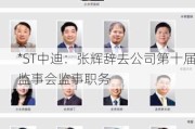 *ST中迪：张辉辞去公司第十届监事会监事职务