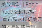 美股异动｜Robinhood涨超1.7% 宣布高达10亿美元的股票回购计划