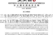 三生制药(01530)6月25日斥资约1025.13万港元回购170.75万股