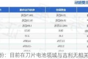 金杨股份：目前在刀片电池领域与吉利无相关合作