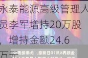 永泰能源高级管理人员李军增持20万股，增持金额24.6万元