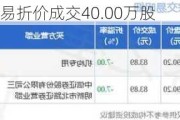 德明利大宗交易折价成交40.00万股