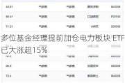 多位基金经理提前加仓电力板块 ETF已大涨超15%