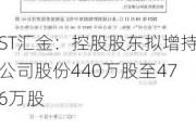 ST汇金：控股股东拟增持公司股份440万股至476万股