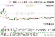 赣锋锂业拟为合营公司Mt. Marion Lithium提供不超过1.5亿澳元的财务资助