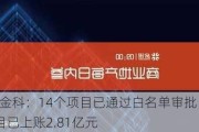 *ST金科：14个项目已通过白名单审批 9个项目已上账2.81亿元