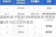 晶泰科技-P现涨10%再刷新高 将获协鑫5年10亿元合作款项