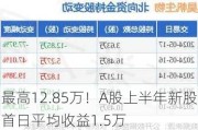 最高12.85万！A股上半年新股首日平均收益1.5万