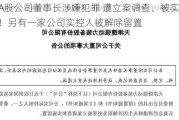 这家A股公司董事长涉嫌犯罪 遭立案调查、被实施留置！另有一家公司实控人被解除留置