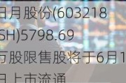 日月股份(603218.SH)5798.69万股限售股将于6月11日上市流通