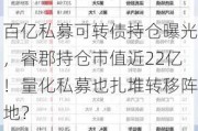 百亿私募可转债持仓曝光，睿郡持仓市值近22亿！量化私募也扎堆转移阵地？