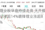 锂业股早盘持续走高 天齐锂业涨超14%赣锋锂业涨超8%