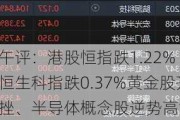 午评：港股恒指跌1.22% 恒生科指跌0.37%黄金股齐挫、半导体概念股逆势高涨