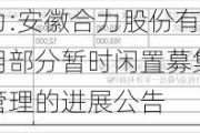 安徽合力:安徽合力股份有限公司关于使用部分暂时闲置募集资金进行现金管理的进展公告