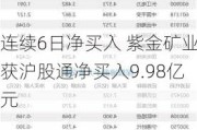 连续6日净买入 紫金矿业获沪股通净买入9.98亿元