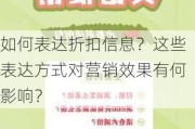 如何表达折扣信息？这些表达方式对营销效果有何影响？