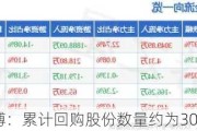 金奥博：累计回购股份数量约为306万股