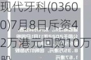 现代牙科(03600)7月8日斥资42万港元回购10万股