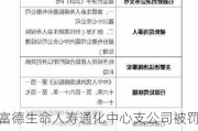 富德生命人寿通化中心支公司被罚10.5万：因代理人学历不真实等