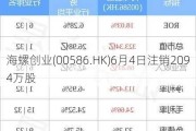 海螺创业(00586.HK)6月4日注销2094万股