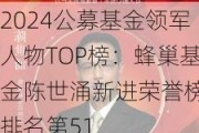 2024公募基金领军人物TOP榜：蜂巢基金陈世涌新进荣誉榜 排名第51