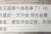 这又是哪个债惹事了？10月最后一天开庭 原告金鹰基金，被告华金证券、东吴基金