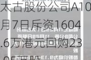 太古股份公司A10月7日斥资1604.6万港元回购23.05万股