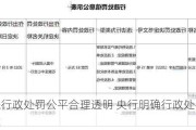 促进行政处罚公平合理透明 央行明确行政处罚裁量基准