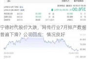 宁德时代股价大跌，网传行业7月排产数据普遍下滑？公司回应：情况良好